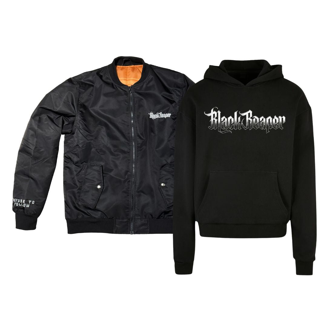 Black Reaper Bomber Jacket With Comic Hoodie Bundle